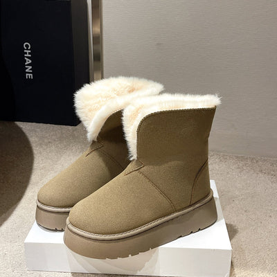 Botines para mujer estilo invernal con borde afelpado - Saivelle