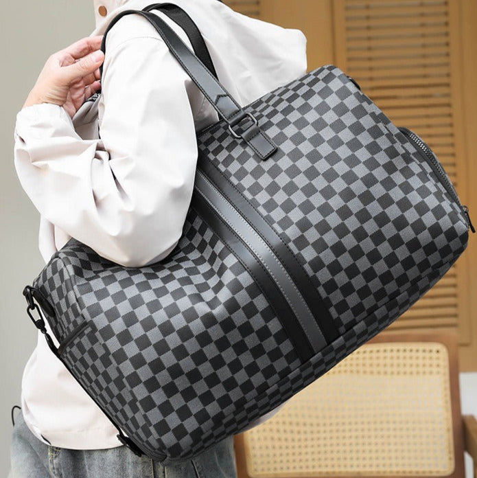 Bolso de viaje para hombre diseño ajedrezado con doble asa reforzada - Mauro