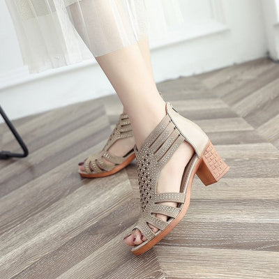 Sandalias mujer tacón medio diseño romano - Elvira