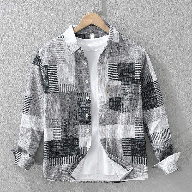 Camisa para hombre algodón estampado patchwork estilo casual - Hector
