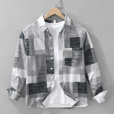 Camisa para hombre algodón estampado patchwork estilo casual - Hector