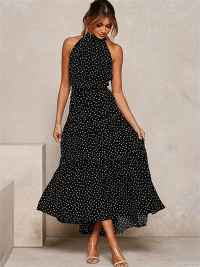 Cerelia - Vestido sin mangas con escote joya y lunares