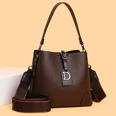 Bolso bandolera para mujer de piel sintética con diseño bicolor estilo bucket - Daniela