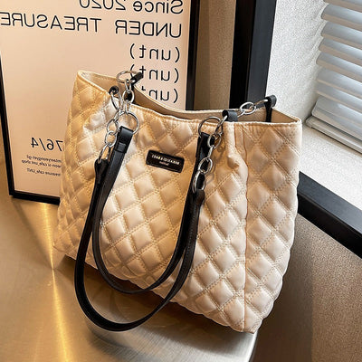 Bolso shopper para mujer acolchado con asas dobles y cadena metálica - Eloisa
