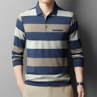 Polo para hombre de rayas anchas tejido elástico estilo casual - Damián