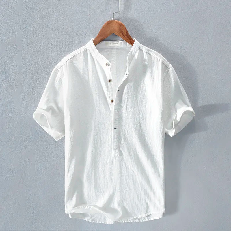 Camisa hombre estilo casual algodón lino con botones - Elías