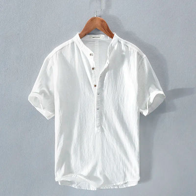 Camisa hombre estilo casual algodón lino con botones - Elías