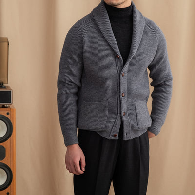 Cardigan elegante de punto para hombre con solapa clasica - Davide