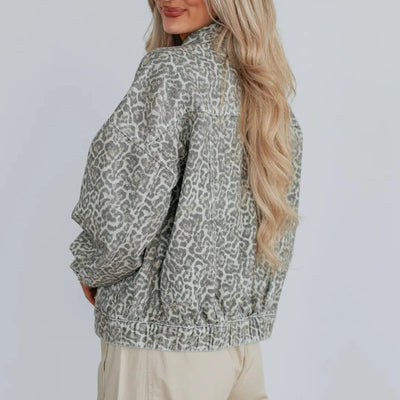 Chaqueta denim con estampado animal para mujer - Livaine