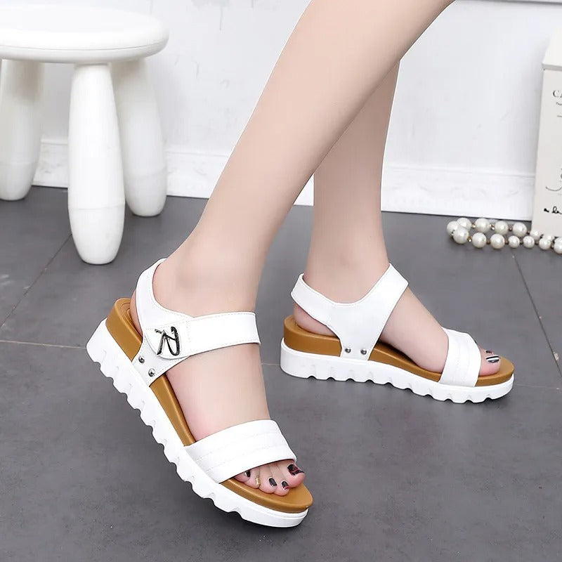 Sandalias para mujer de plataforma sintética estilo casual con cierre ajustable - Amelia