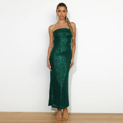 Vestido sin tirantes para mujer efecto lentejuelas - Rylena