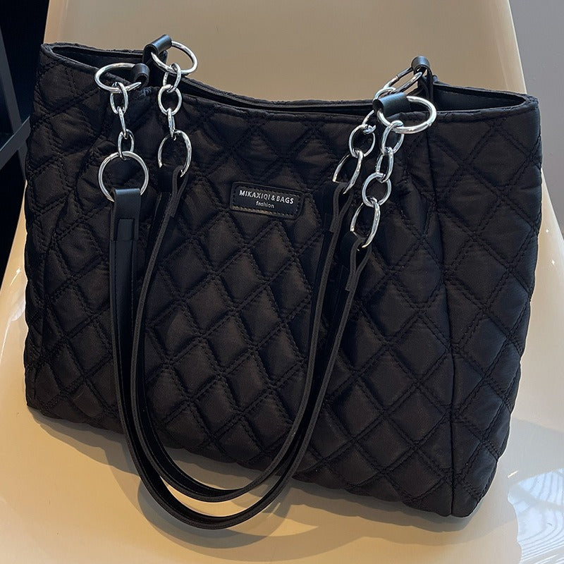 Bolso shopper para mujer acolchado con asas dobles y cadena metálica - Eloisa