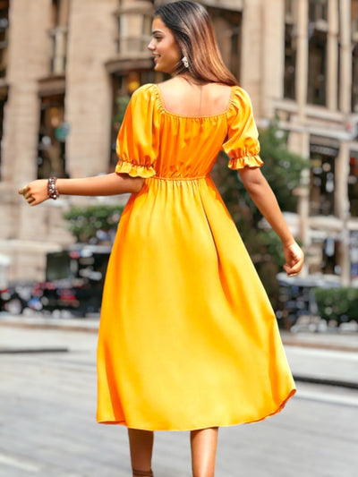 Selene - Vestido midi de manga abullonada