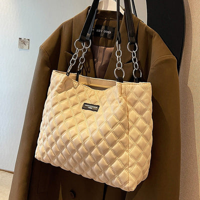 Bolso shopper para mujer acolchado con asas dobles y cadena metálica - Eloisa