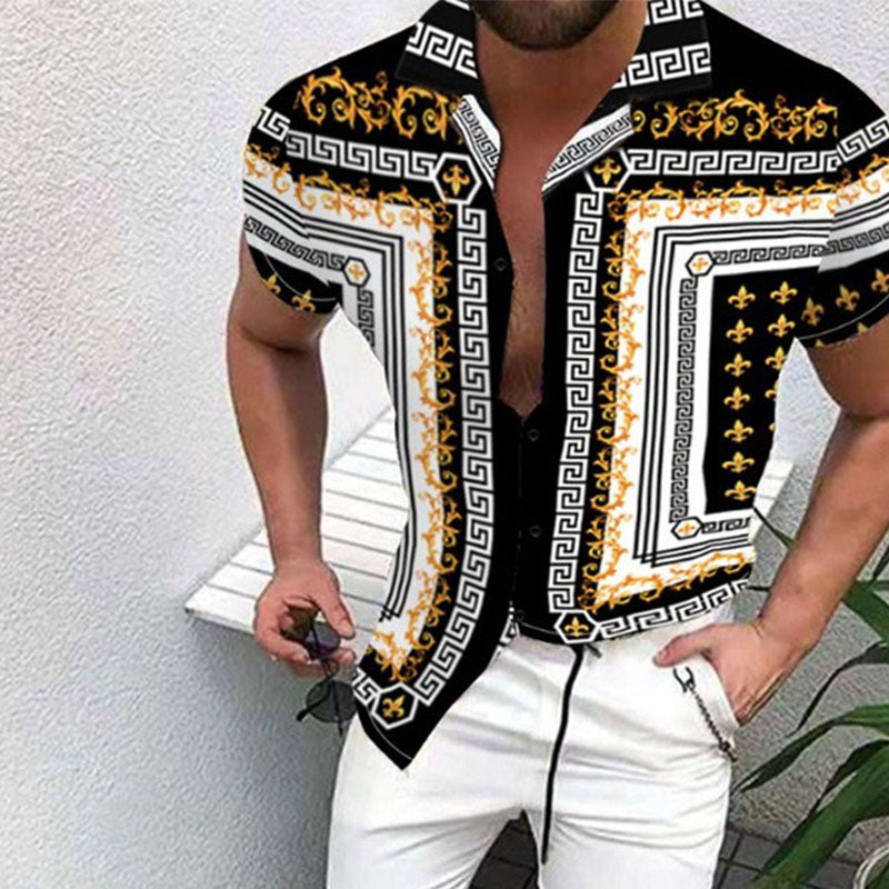 Camisa casual de manga corta para hombre con estampado