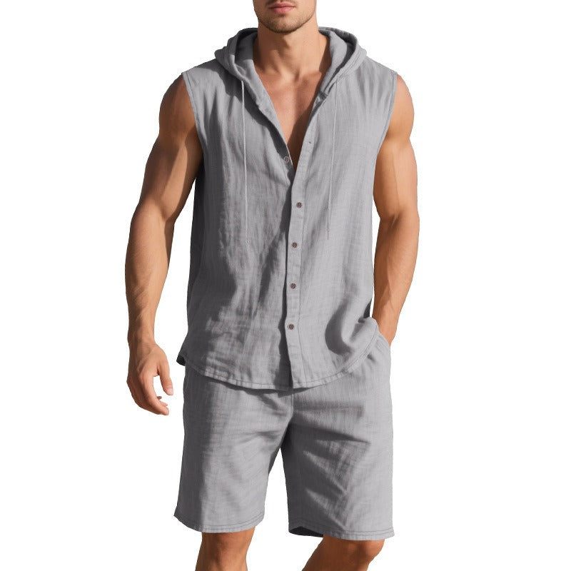Conjunto sin mangas hombre tejido ligero estilo veraniego - Mauro