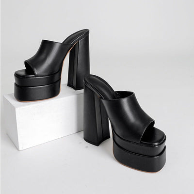 Sandalias para mujer de plataforma satinada con tacón ancho - Valeria
