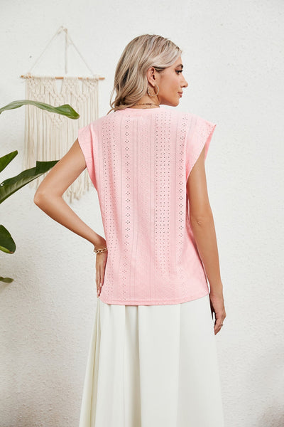 Tete - Camiseta chaleco de verano con mangas cortas huecas