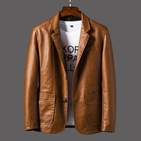 Rodo - Chaqueta de cuero clásica para hombre