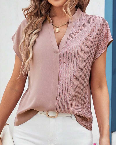 Blusa de diario con mangas cortas y escote en V