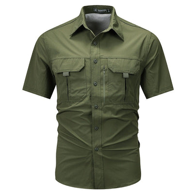 Camisa manga corta hombre poliéster técnico estilo utilitario - Mateo
