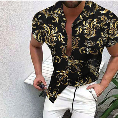 Exótica camisa de manga corta para hombre con diseño floral