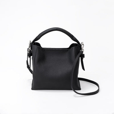 Bolso bucket para mujer de piel auténtica diseño estructurado - Celeste
