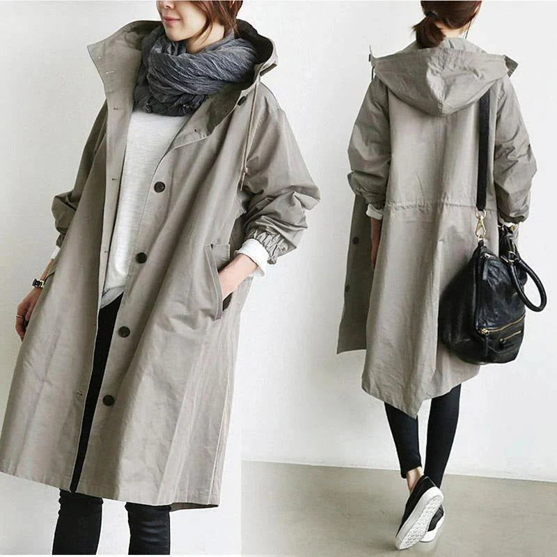 Abrigo mujer trench oversize con capucha ligera - Simona