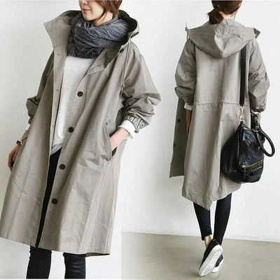 Abrigo mujer trench oversize con capucha ligera - Simona