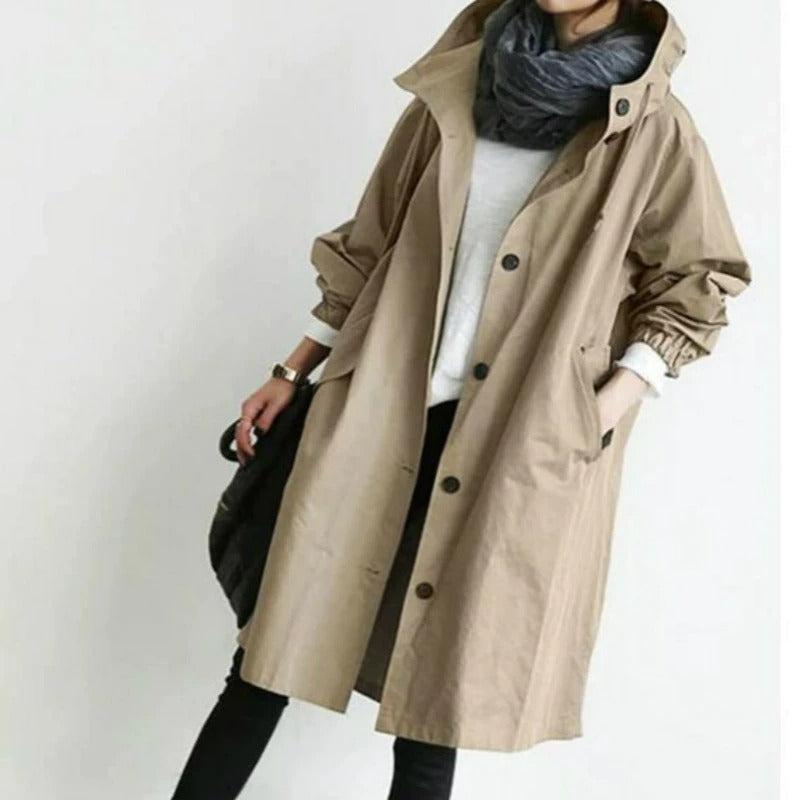 Abrigo mujer trench oversize con capucha ligera - Simona