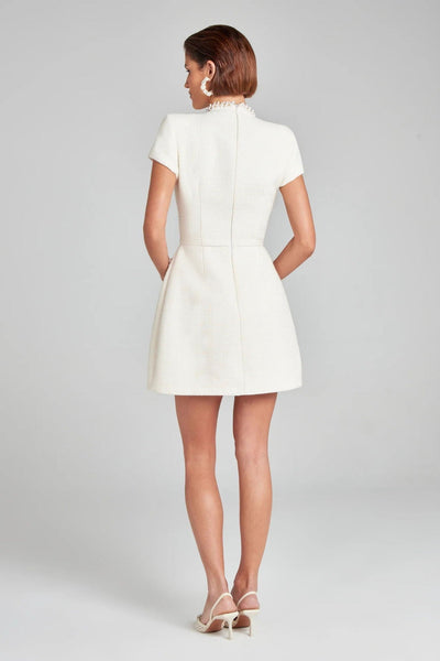 Vestido corto mujer tweed elegante con perlas  - Clarisse