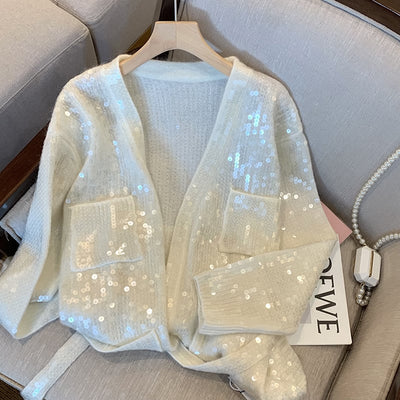 Cárdigan de lentejuelas para mujer de efecto luminoso - Leyla