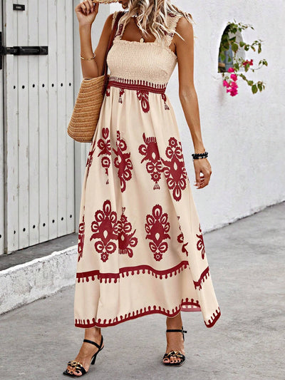 Vestido largo mujer estampado bohemio tirantes - Zahara