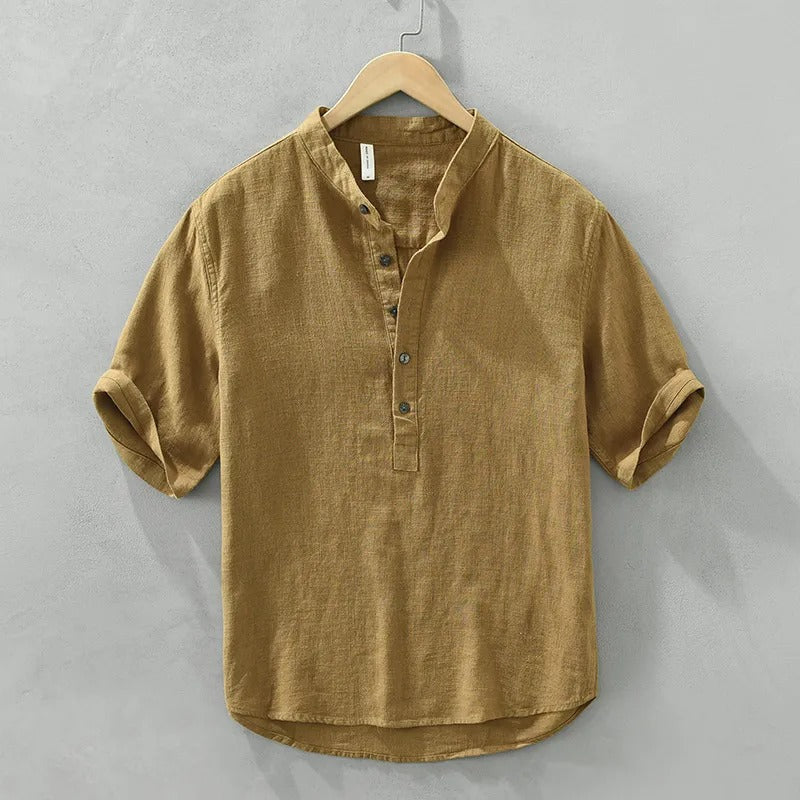 Camisa casual hombre cuello mao lino - Dario
