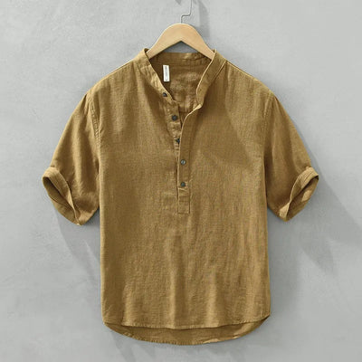 Camisa casual hombre cuello mao lino - Dario