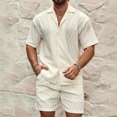 Conjunto playero hombre tejido transpirable crema - Dante