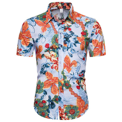 Camisa casual estampada de vacaciones para hombre