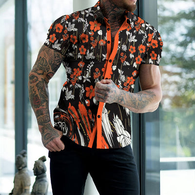 Camisa casual estampada de vacaciones para hombre con diseño tropical