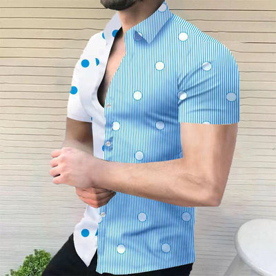 Hordian - Camisa de manga corta para hombre con diseño doble