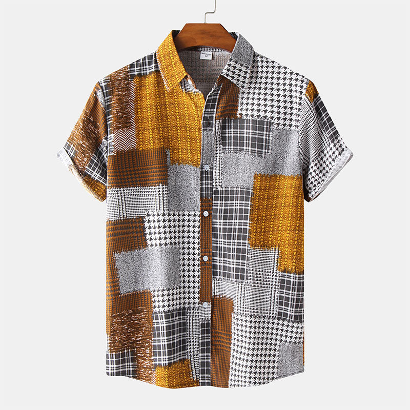 Camiseta de manga corta para hombre con estampado abstracto y diseño retro