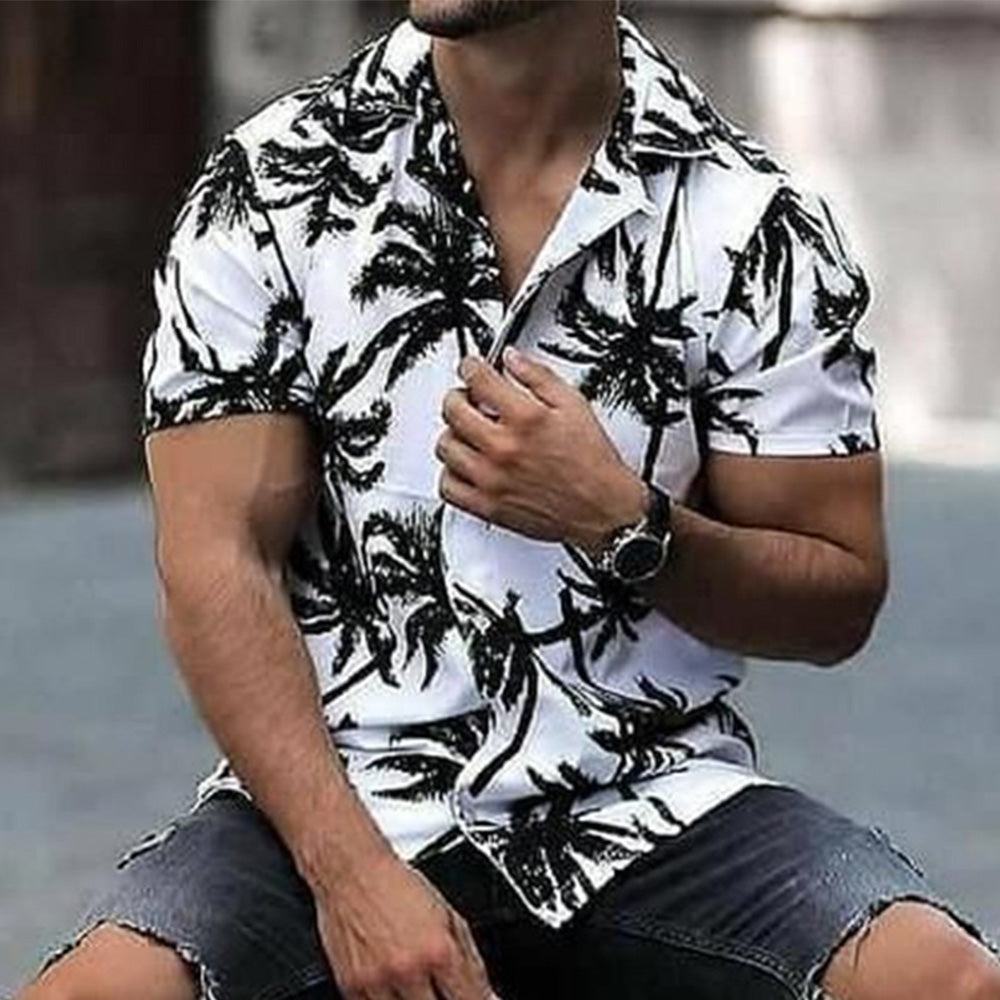 Camisa holgada de hombre con estampado tropical