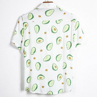 Elegante camisa de vacaciones para hombre confeccionada en algodón con estampado de aguacate