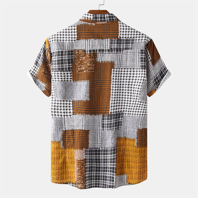 Camiseta de manga corta para hombre con estampado abstracto y diseño retro