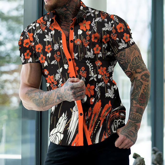 Camisa casual estampada de vacaciones para hombre con diseño tropical