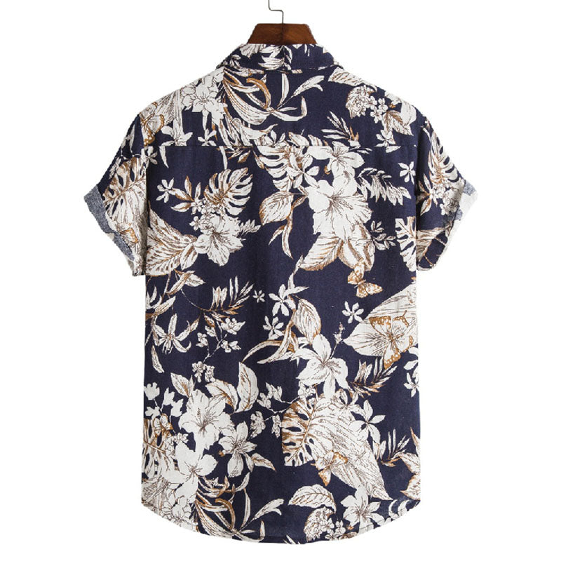 Elegante camisa de manga corta para hombre con diseño floral