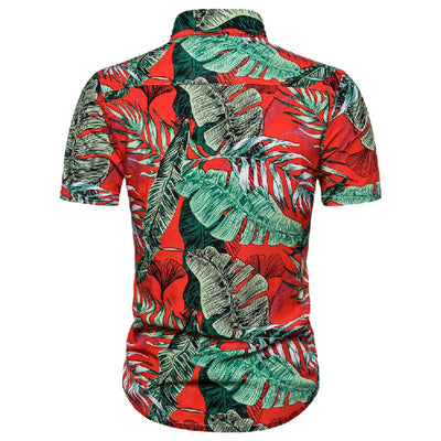 Camisa estampada de manga corta para hombre con aspecto floral