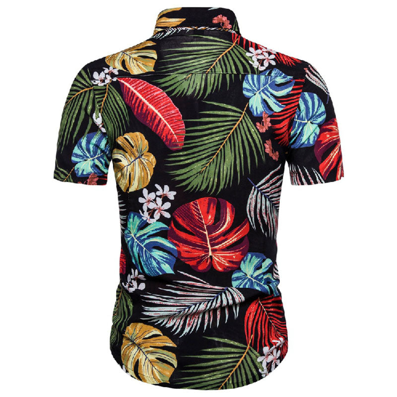 Camisa casual estampada de vacaciones para hombre con un look vintage