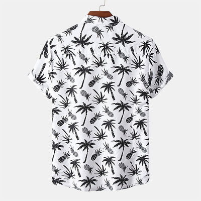 Camisa de manga corta para hombre en blanco con estampado