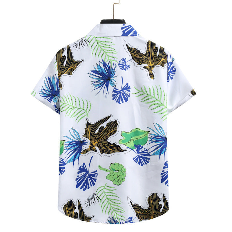 Preciosa camisa de manga corta para hombre con estampado floral