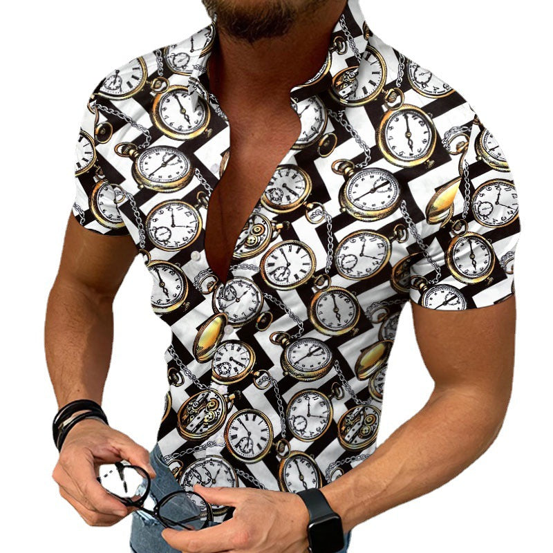 Camisa casual de hombre con estampado gráfico étnico de viento para el tiempo libre